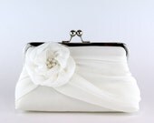 EllenVintage Silk Chiffon Clutch with Pearls, Bridal clutch, Wedding purse, Wedding clutch