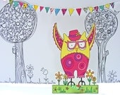 Granny Olive - owl - bunting - freestanding paper decoration - greeting card - new baby - birthday