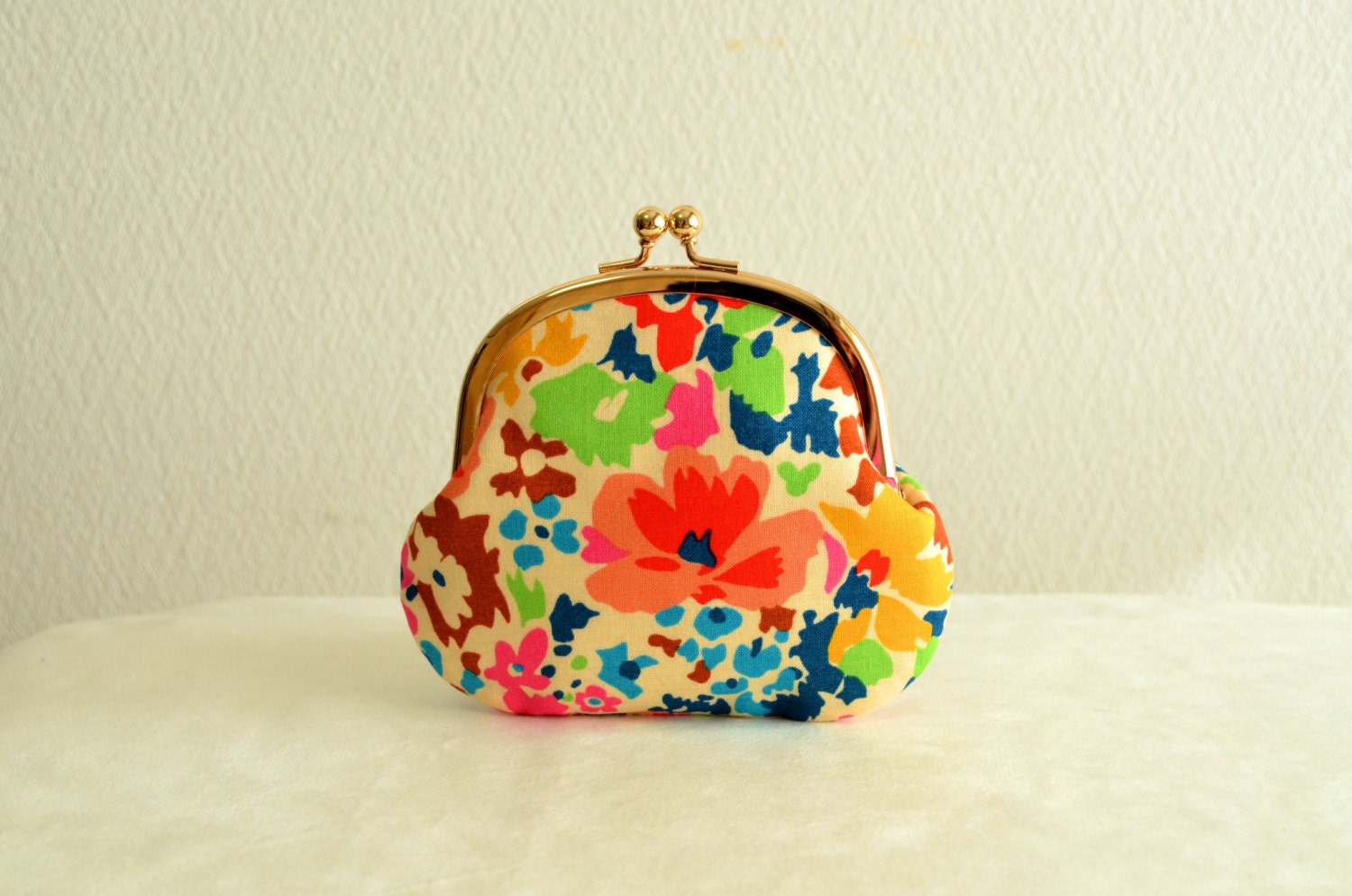 Abstract Retro floral clasp coin purse -colorful- Liberty fabric
