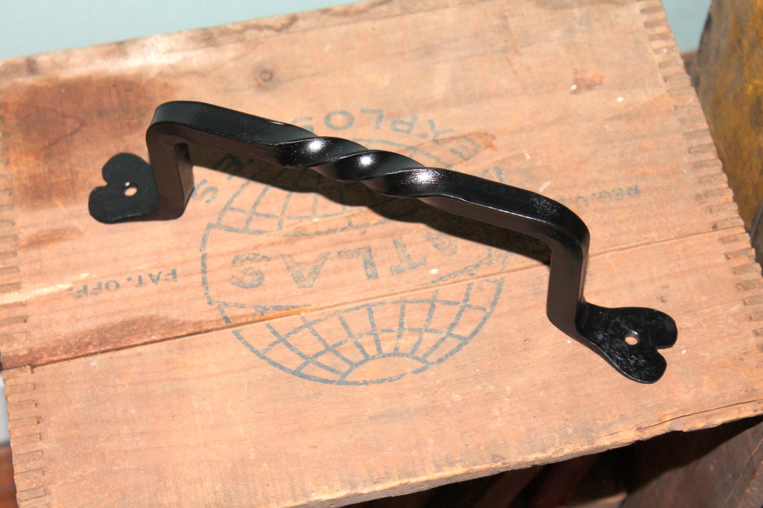 1 Hand Forged Iron 4" Door Handles with Twist by VinTin