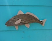 Fish art, redfish,, upcycled, made of recycled wood, red drum