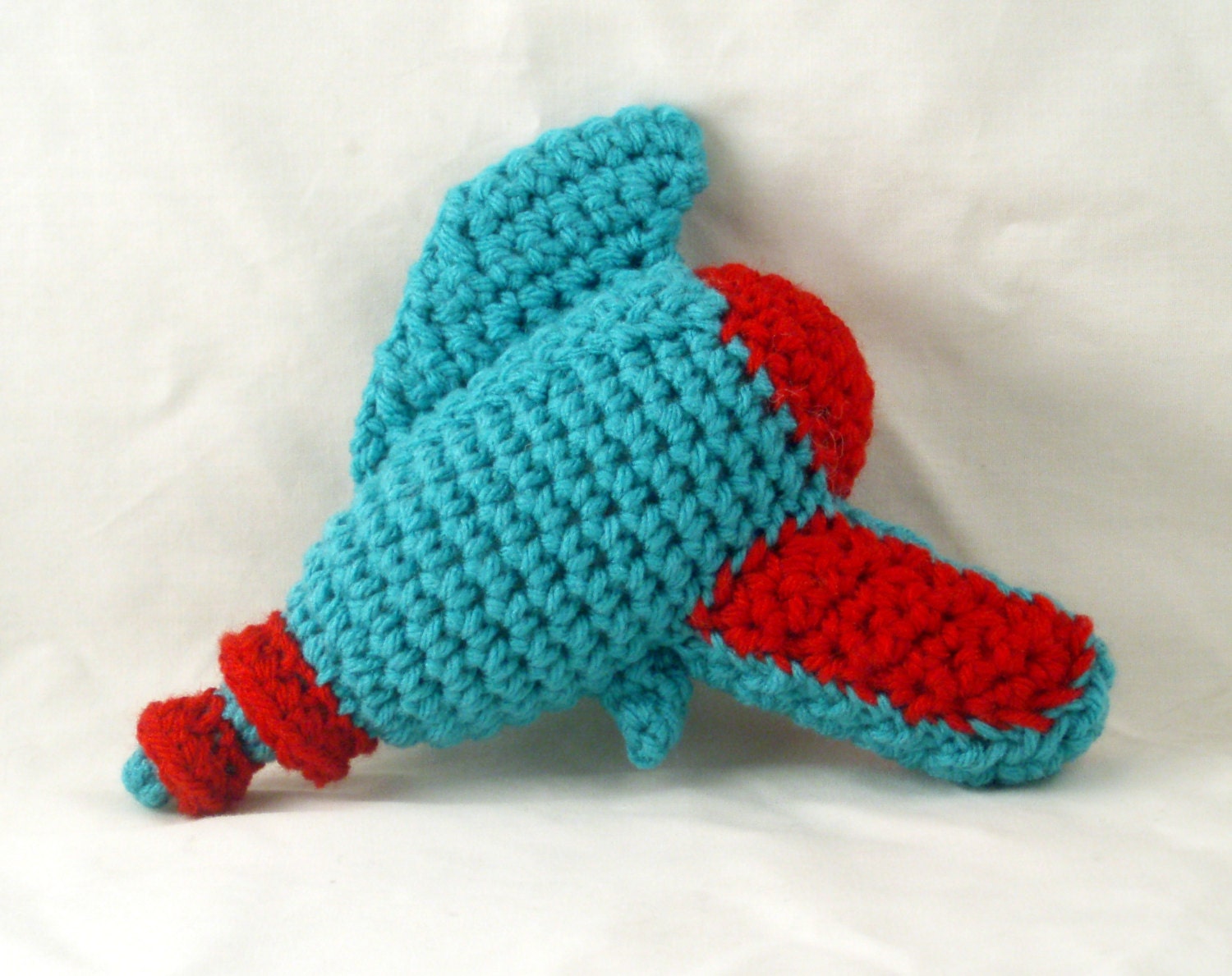 Crochet Raygun in Turquoise and Bright Red - Baby's First Raygun