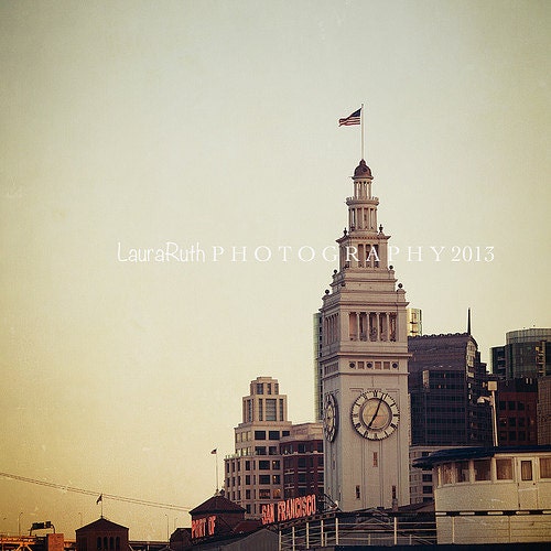 San Francisco Photograph - Ferry Building Clock Tower -  Port Bay City Urban - Fine Art Photography - Laura Ruth - "Port of San Francisco"