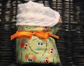 Waterproof travel changing pad - neutral owl pattern