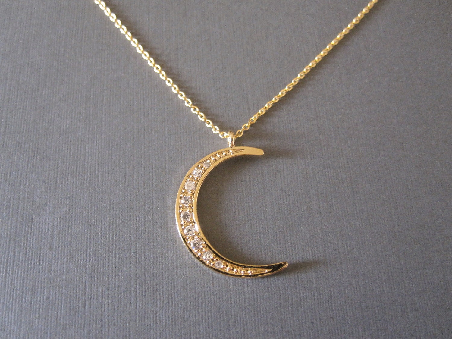 Sparkly Gold Crescent Necklace
