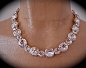 Swarovski Bridal Necklace, Wedding Statement Necklace, Clear Crystal Necklace, Chunky Rhinestone Necklace