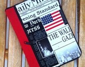 full zipper close (FREE personalization) HARD CASE - kindle/ nook/ other - newspaper