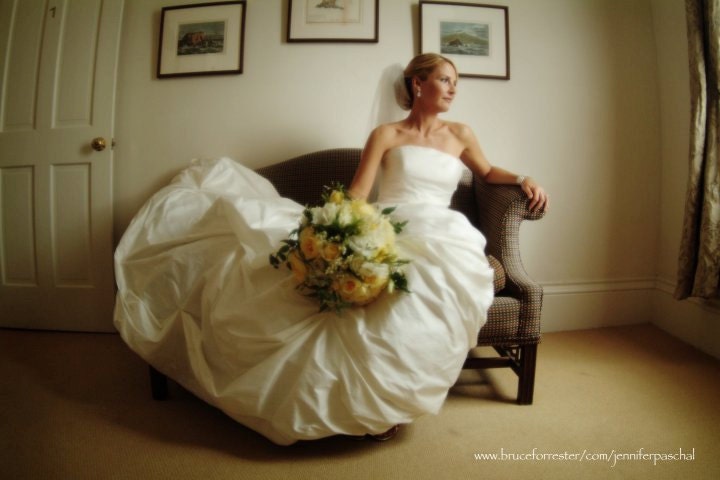 Strapless Silk Dupioni Bubble hem draped gown- Made To Order