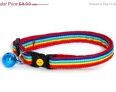 ON SALE Rainbow Cat Collar - Retro Rainbow Stripe  - Large Size Collar