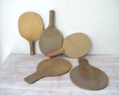 Vintage Wooden Ping Pong Paddles - collection of 5