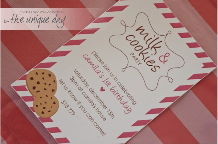 Custom Personalized Cookies & Milk Invitation Card (Digital Print Your Own) Il_570xn