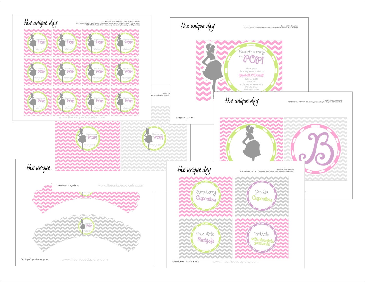 PRINTABLE BABY SHOWER party collection - Ready to Pop Collection (boy/girl/neutral colors available)- the unique day Il_570xn