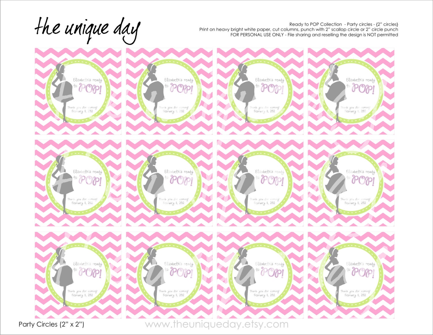Printable Ready to POP Themed Baby Shower - Cupcake Toppers - Favor Tags - Party circles (girl/boy/neutral available) Il_570xn
