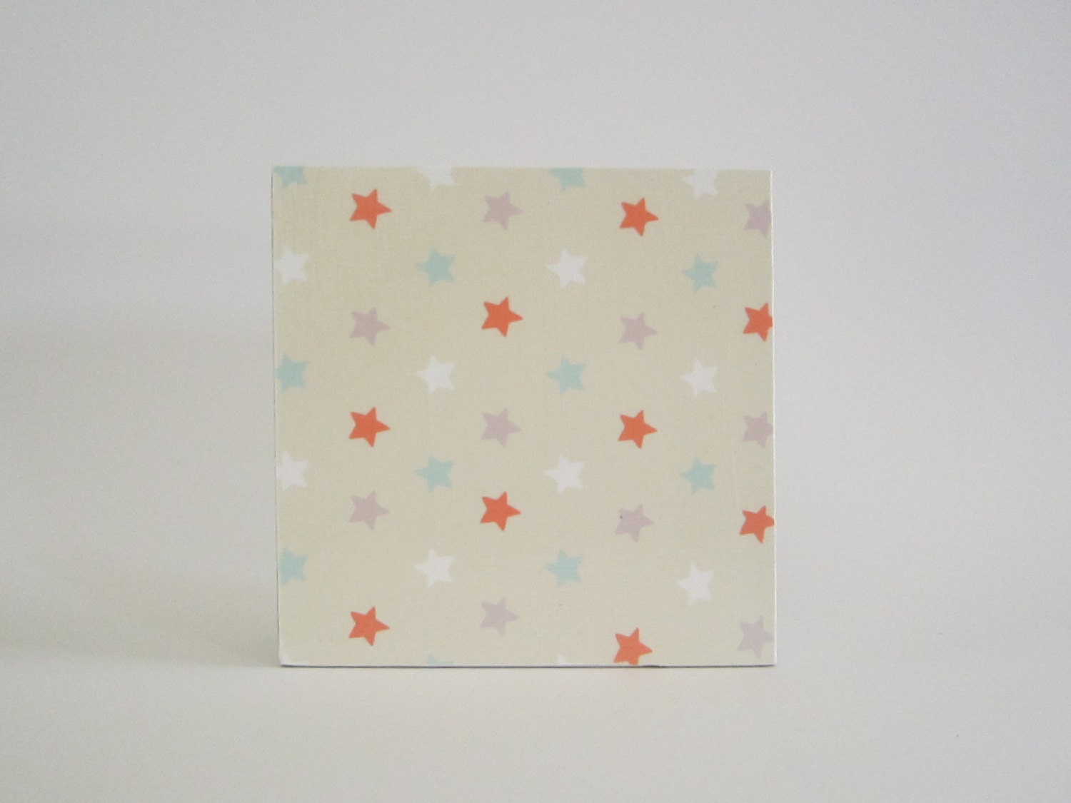 Modern Wall Decor l Nursery Art Block l Stars Pink Gray Green 5x5 wood block redtilestudio