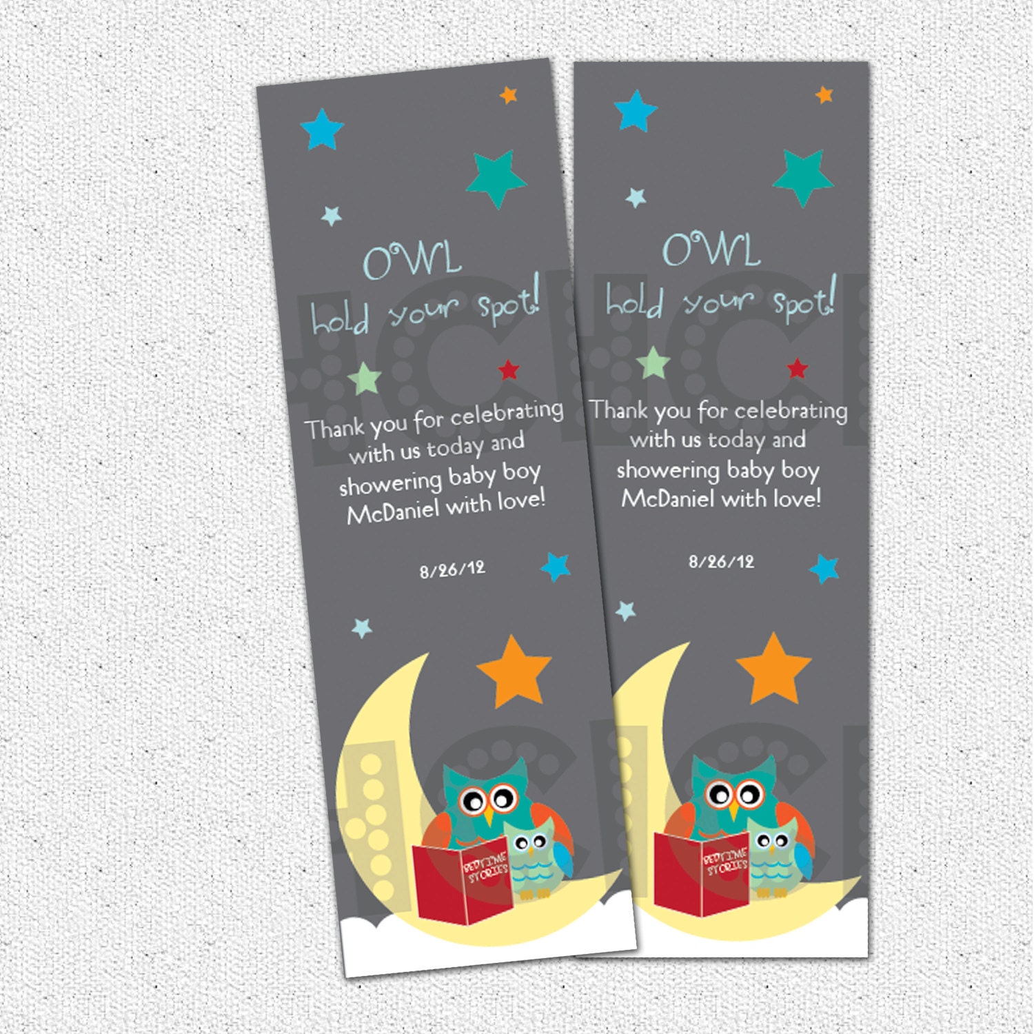 Owl Hold Your Spot Printable Bookmarks, Story Book themed Baby Shower Favors, Personalized DIY Digital File