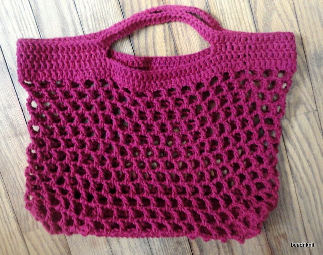 Large Rectangular Raspberry  market bag