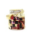 Hand Painted Glass Mini Jar contemporary retro design purple gold yellow home decor Decorative Glass Art