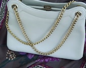 Vintage FRENCH DOFAN HANDBAG, off-white vintage bag signed Dofan, Made in France, 1950s 1960s style