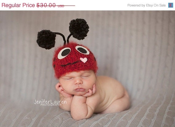 Sale 20% off now Sweet Ladybug Newborn hat  Beautiful photography prop