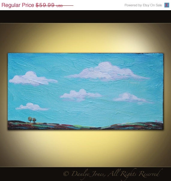 Painting Tuscan Landscape original acrylic on canvas 20 x 10