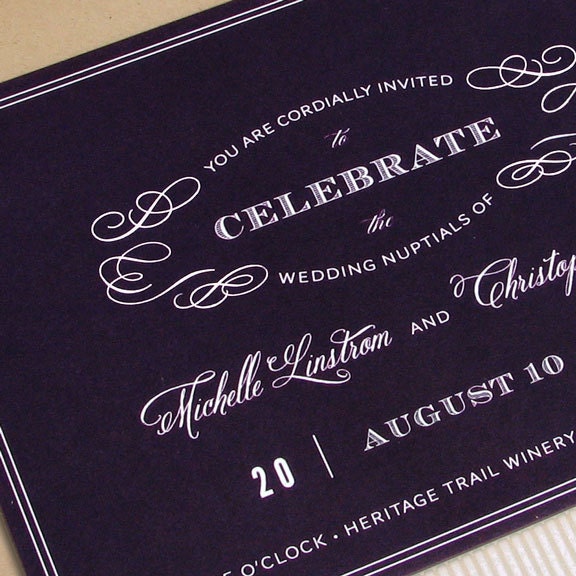 Modern Vineyard Wedding Invitation with wine label motif-JESSE