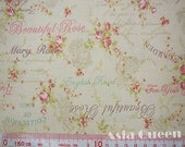 Cotton fabric - beautiful rose - beige - 1 yard - cotton - 3 colors to choose