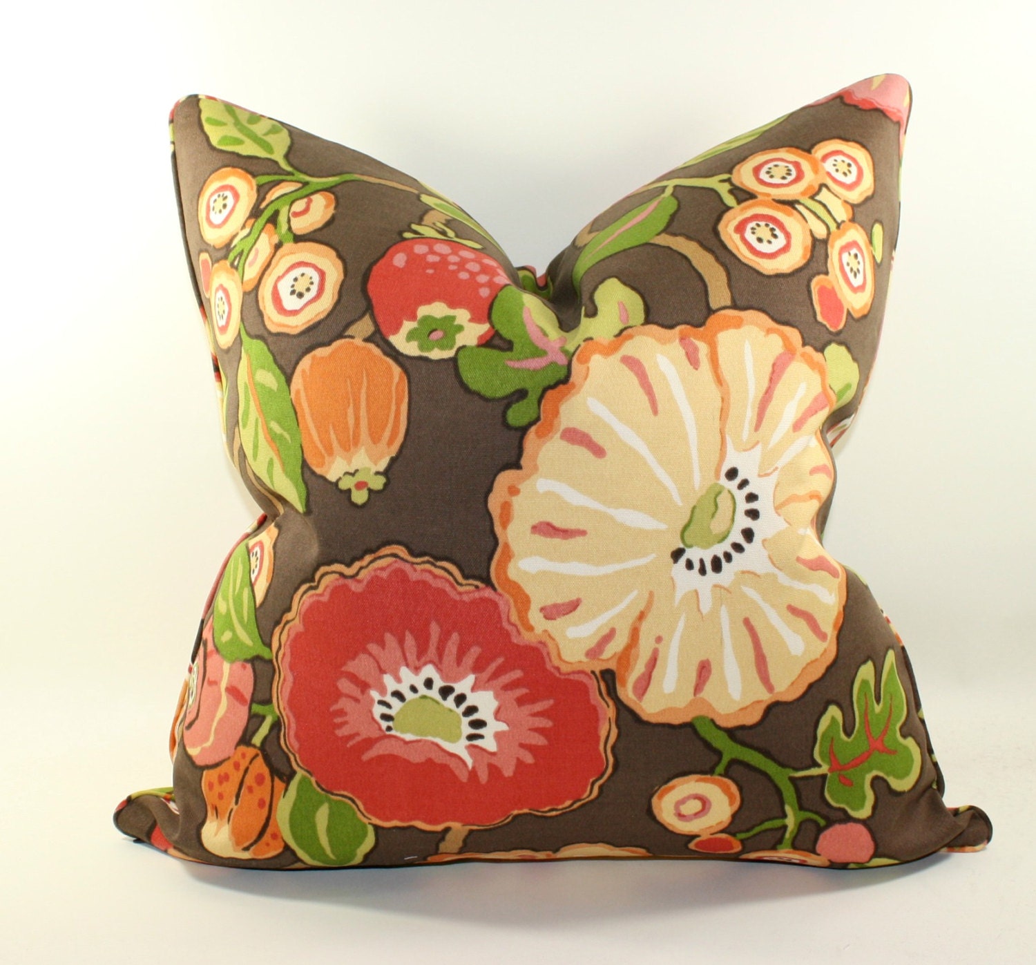 P Kaufmann Hip Floral in Chocolate Indoor Outdoor Pillow Cover, Cushion Cover, Toss Pillow