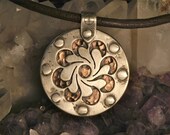 Sterling Silver Sun - Flower - Pendant - Double Sided - Riveted - One of a kind - Mixed Metal