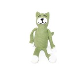 Crochet Amigurumi Cat Green and White Tabby