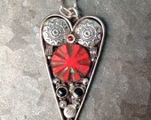 Bohemian Heart Mosaic Necklace Red