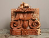 CLEARANCE Item Distressed Sienna and Cream Handcarved Reclaimed Indian Column Candle Stand