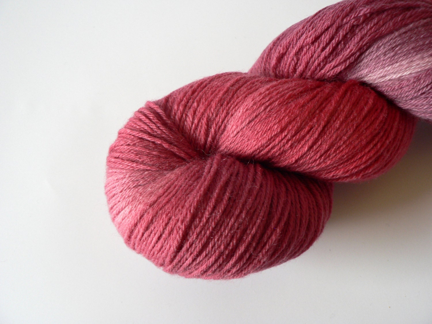 Handpainted Fingering Weight Merino Silk Sock Yarn-Cranberry 440 yards
