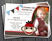 Monkey Birthday Invitation - FREE Thank You Card included Il_170x135
