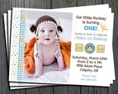 Monkey Birthday Invitation - FREE Thank You Card included Il_170x135
