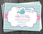 Whale Birthday Invitation - FREE Thank You Card included Il_170x135