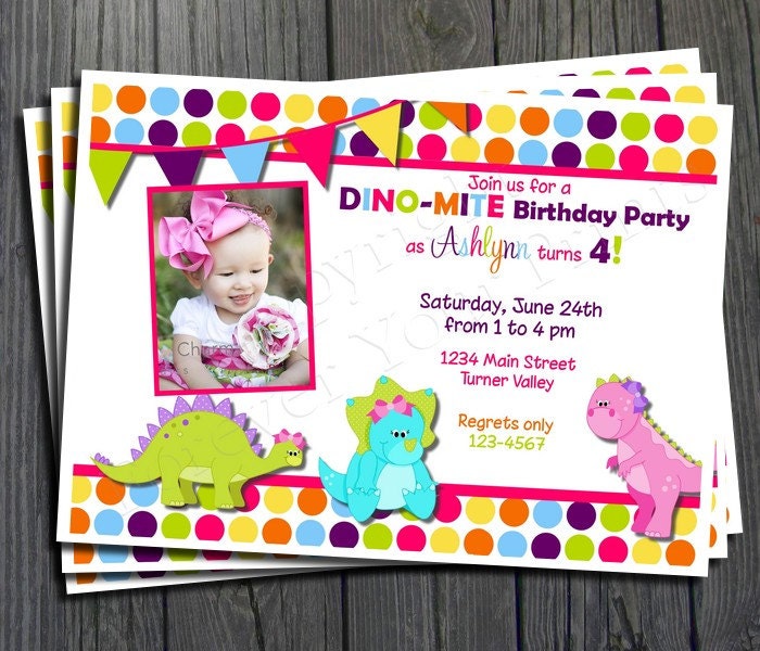 Dinosaur Birthday Invitation - FREE Thank You Card included Il_170x135