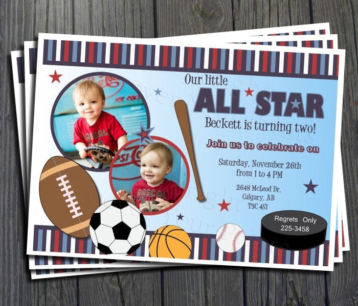 Sports Birthday Invitation - FREE Thank You Card included Il_570xn