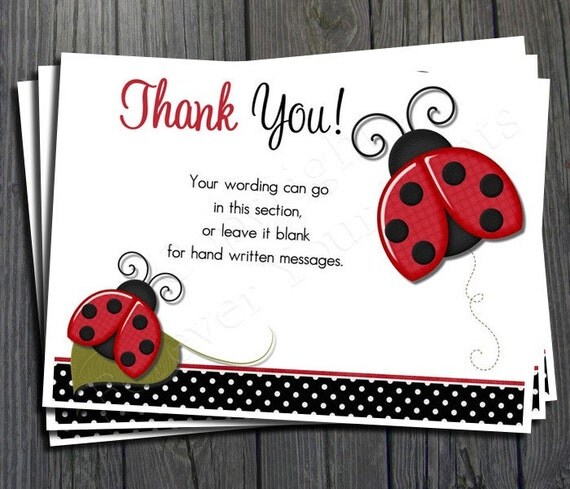 Ladybug Thank You Card - Printable Thank You Card Il_570xn