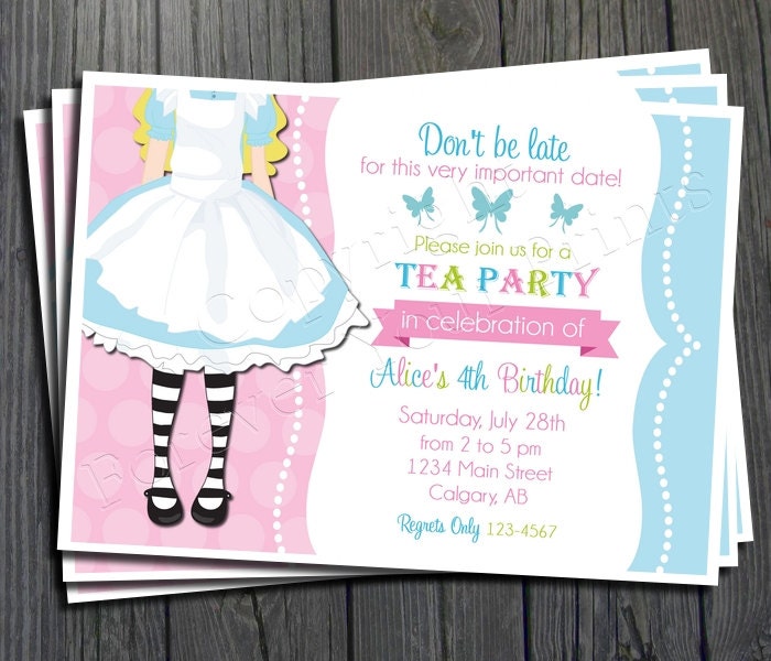 Alice in Wonderland Invitation - FREE Thank You Card included Il_570xn