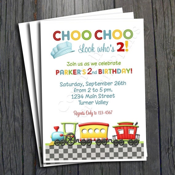 Train Birthday Invitation - FREE Thank You Card included Il_570xn