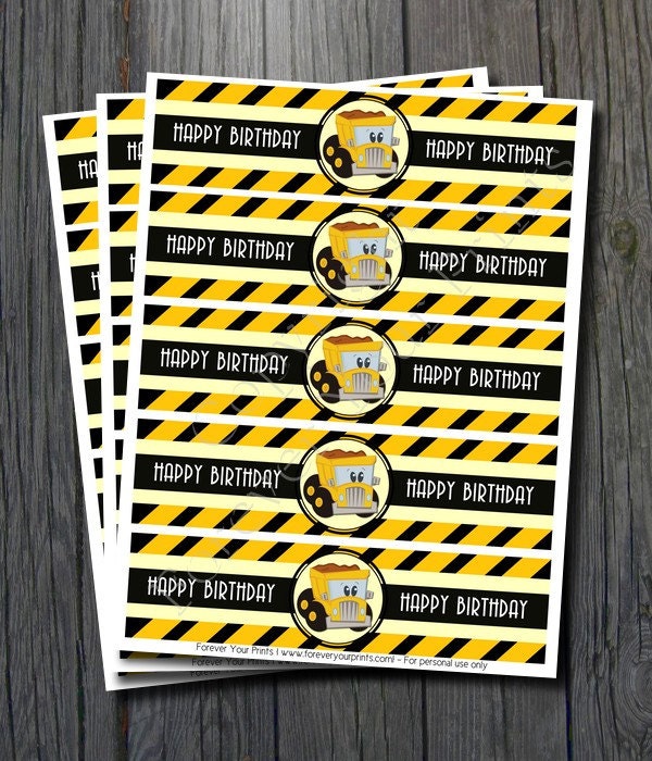 INSTANT DOWNLOAD Construction Party Bottle Labels Il_570xn