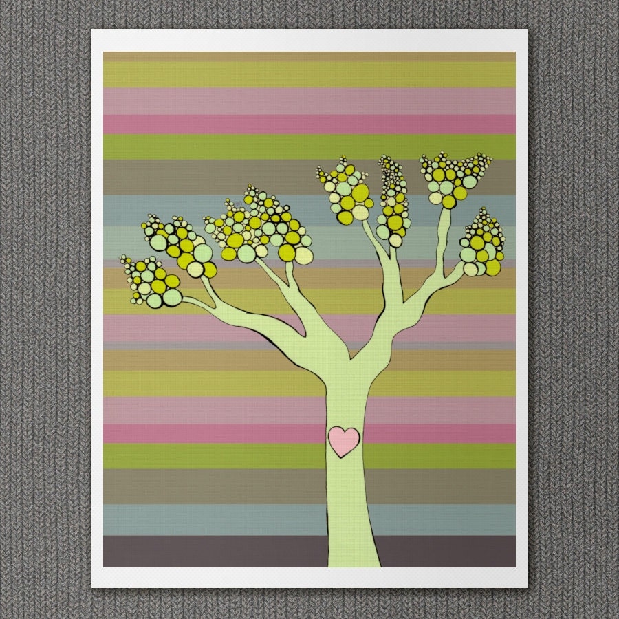 Customized Romantic Art Print for Couples - The Love Tree 8x10 - Wedding Gift Personalized Wedding Guestbook Anniversary Poster