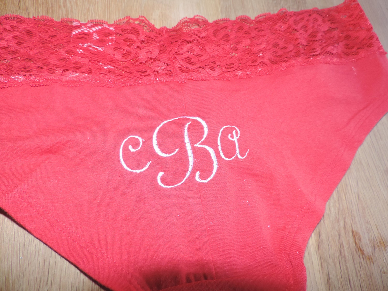 Monogrammed embroidered panties