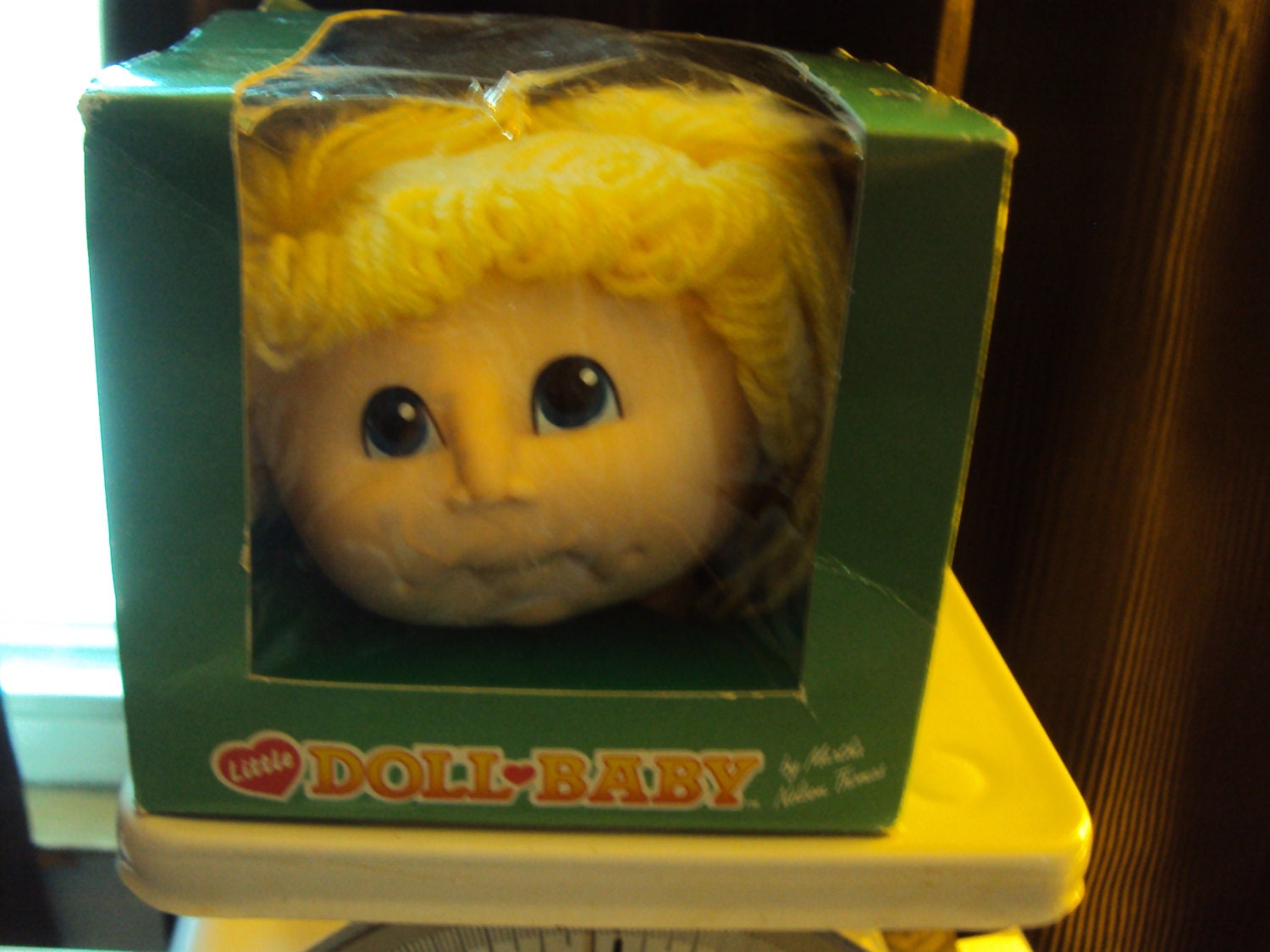 SPRING SALE Little Doll Baby Head By Martha Nelson 1984 Blonde Pigtail Hair New In Box