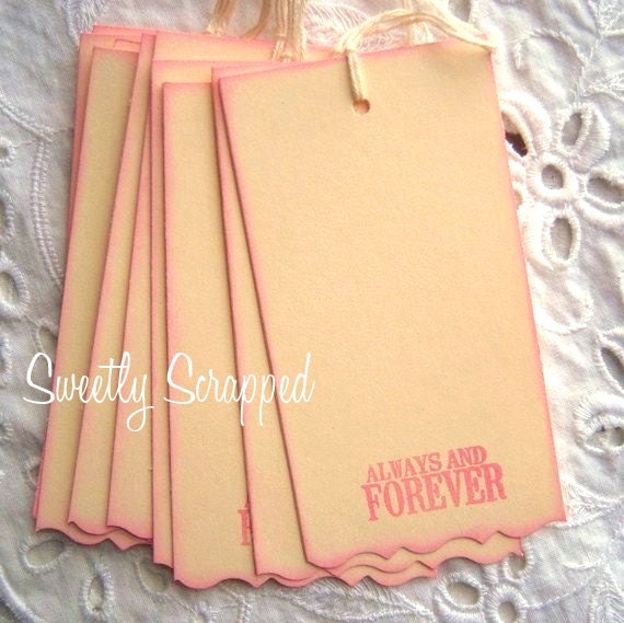 ALWAYS AND FOREVER Pink and Cream Hang Tags - Vintage Inspired - Shabby