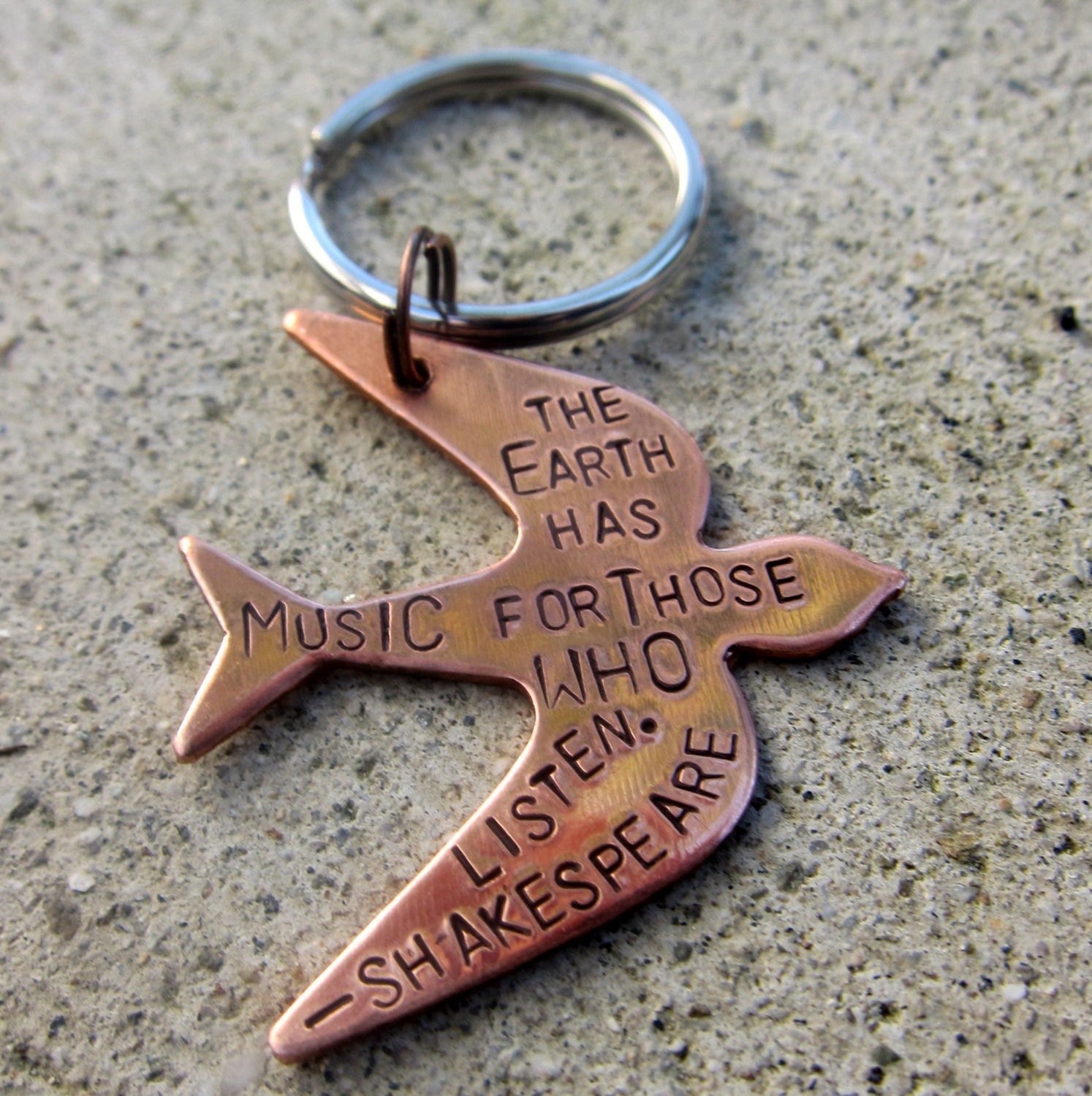 Shakespeare Quote - The Earth has music - Hand Stamped Keychain -Made to Order-