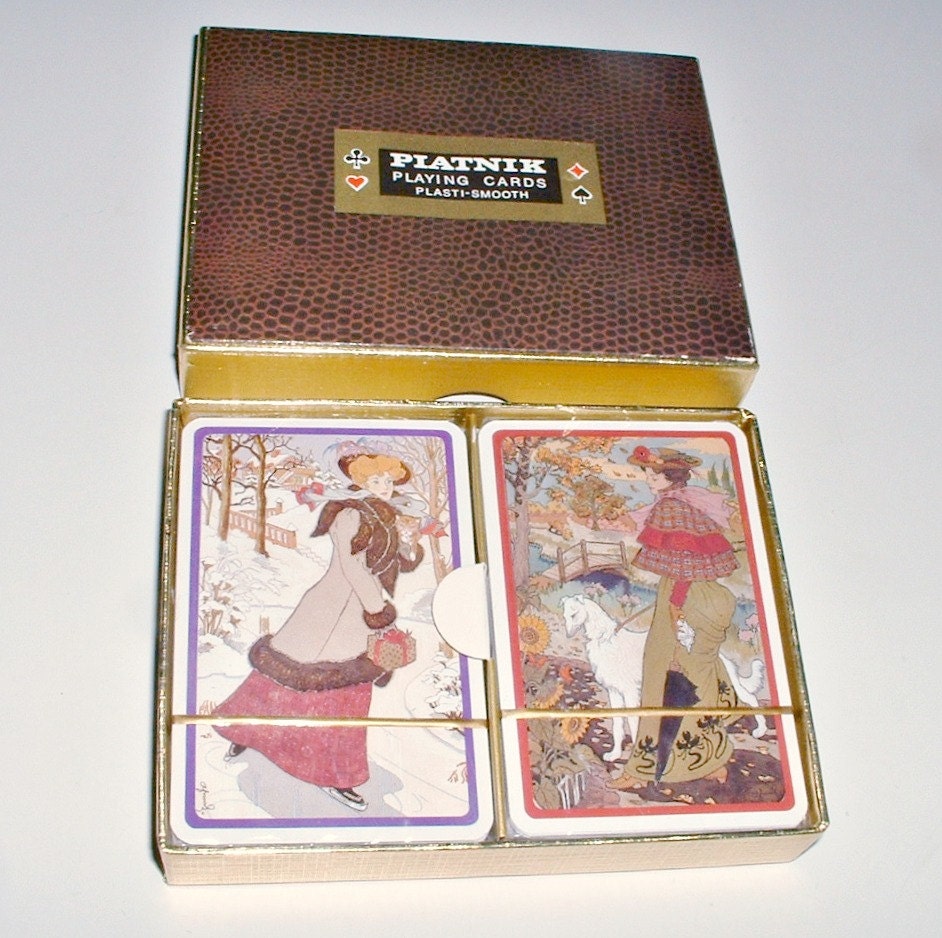 Piatnik Victorian Ladies Women  Double Deck Playing Cards in Box Austria