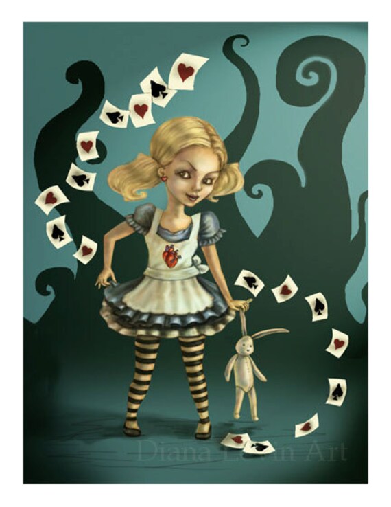 Alice In Wonderland Print -Gothic Fantasy -Fairy Tale Illustration