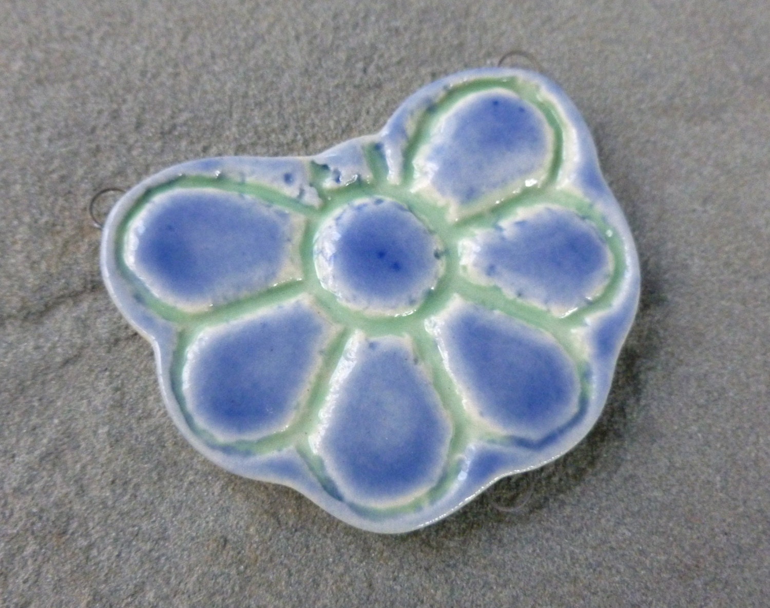 Sapphire and Aqua Porcelain Daisy Pendant