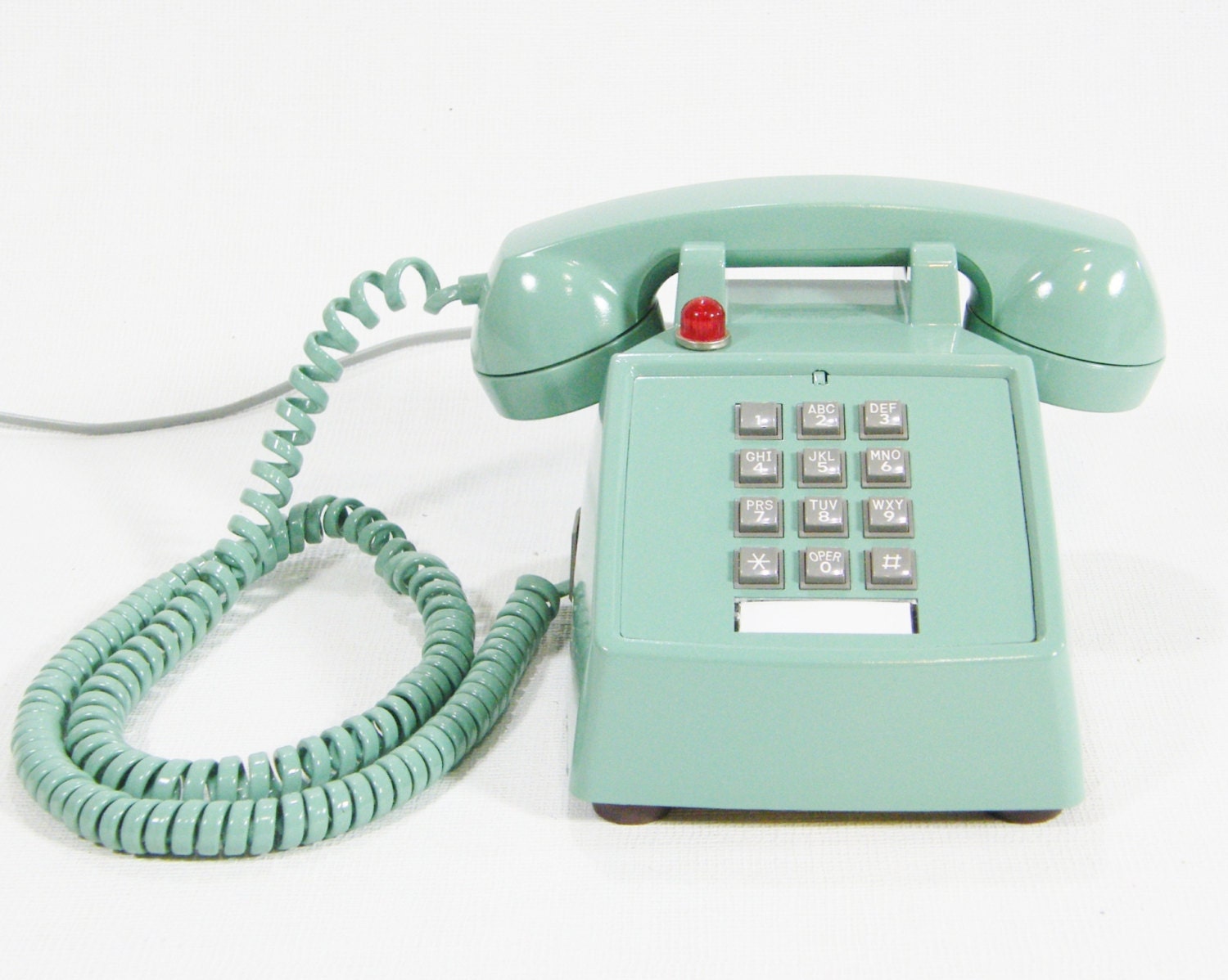 Vintage Phone Sea Green Upcycled Hotel push button telephone